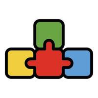 Puzzle idea icon color outline vector