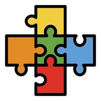 Cross puzzle icon color outline vector