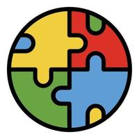 Puzzle circle icon color outline vector