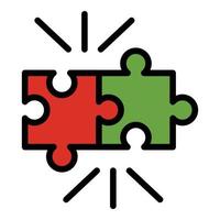 Puzzle pieces icon color outline vector