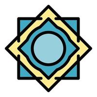 Square circle alchemy icon color outline vector