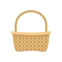 Wicker basket icon flat isolated vector