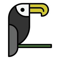 vector de contorno de color de icono de pájaro tucán