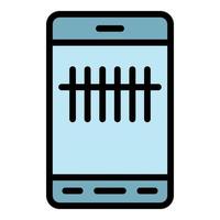 Smartphone qr scanner icon color outline vector