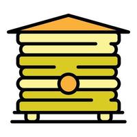 Bee house icon color outline vector