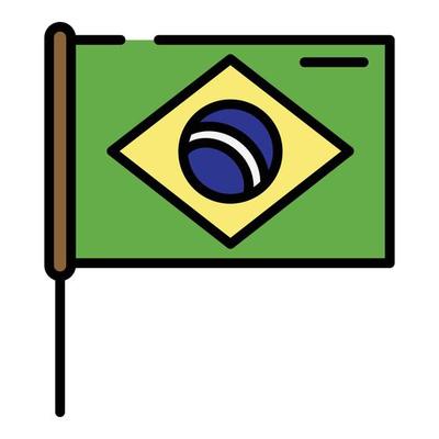 Brazil flag icon color outline vector