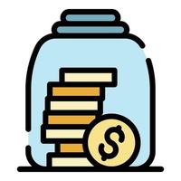 Money coins in glass jar icon color outline vector