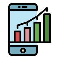 Smartphone money chart icon color outline vector