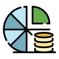 Coin pie chart icon color outline vector