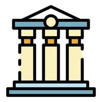 Bank building icon color outline vector