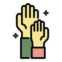 Hand teamwork icon color outline vector