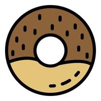 Cream donut icon color outline vector