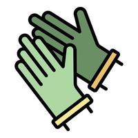 Rubber gloves icon color outline vector