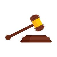 Judge gavel icon flat isolated vector