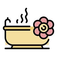 Spa bathtub icon color outline vector