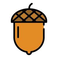 Oak acorn icon color outline vector