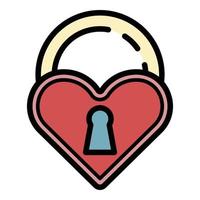 Love closed padlock icon color outline vector