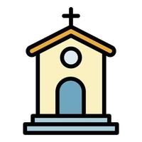 Small church icon color outline vector