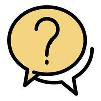 Question chat icon color outline vector