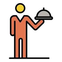 Waiter man icon color outline vector