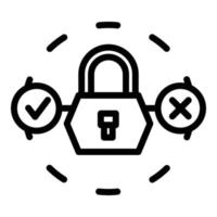 Padlock code icon outline vector. Login sms vector