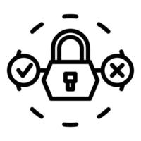 Padlock code icon outline vector. Login sms vector