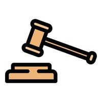 Judge hammer icon color outline vector