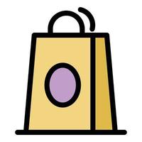 Shop paper bag icon color outline vector