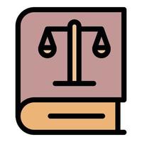 Law book icon color outline vector