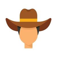 sombrero de vaquero, icono, plano, aislado, vector