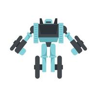 rueda robot transformador icono plano aislado vector