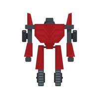 héroe robot transformador icono plano aislado vector