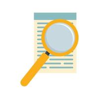 Paper under magnifier icon flat isolated vector