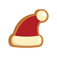 pan de jengibre santa sombrero icono plano aislado vector