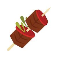 Greek bbq stick icon flat isolated vector