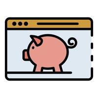 Web money piggy bank icon color outline vector