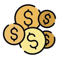 Money coins icon color outline vector