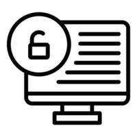 Unlock pc icon outline vector. Code sms vector