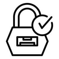 Secured padlock icon outline vector. Step login vector