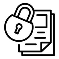 File padlock icon outline vector. Two factor authentication vector