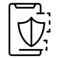 vector de contorno de icono de protección de smartphone. paso de código