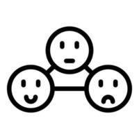 vector de contorno de icono de grupo de retroalimentación. emoji triste