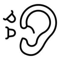 Earplugs control icon outline vector. Noisy protect vector