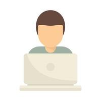 Freelancer on laptop icon flat isolated vector