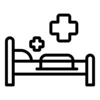 vector de contorno de icono de cama de hospital médico. paciente medico