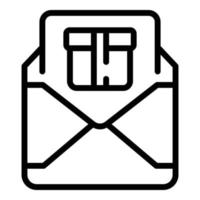 vector de contorno de icono de cumpleaños de correo. caja de regalo