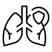 vector de contorno de icono covid de pulmones. pulmón de rayos x