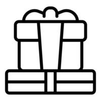 Giftbox icon outline vector. Ribbon present vector
