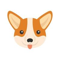 Corgi dog face icon flat isolated vector