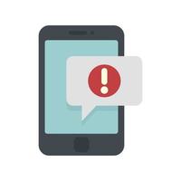 icono de notificación de teléfono inteligente vector aislado plano